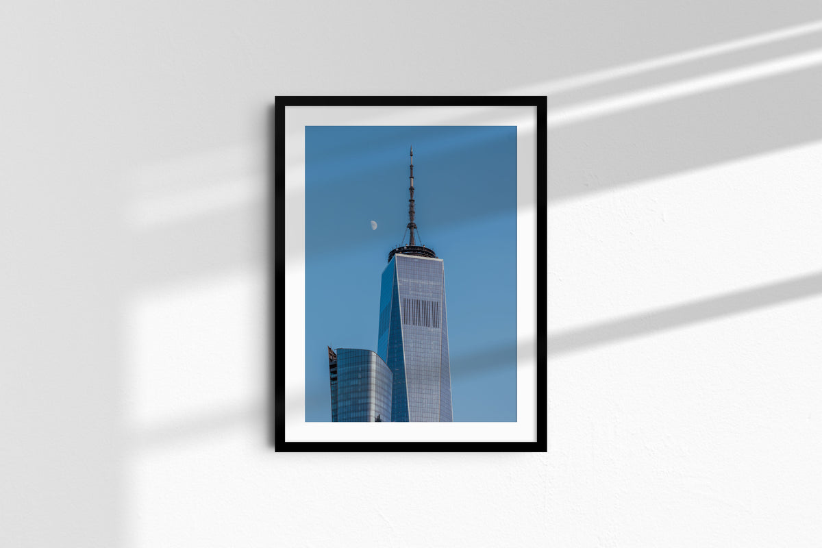 One World Trade Center & the Moon, black frame with mat