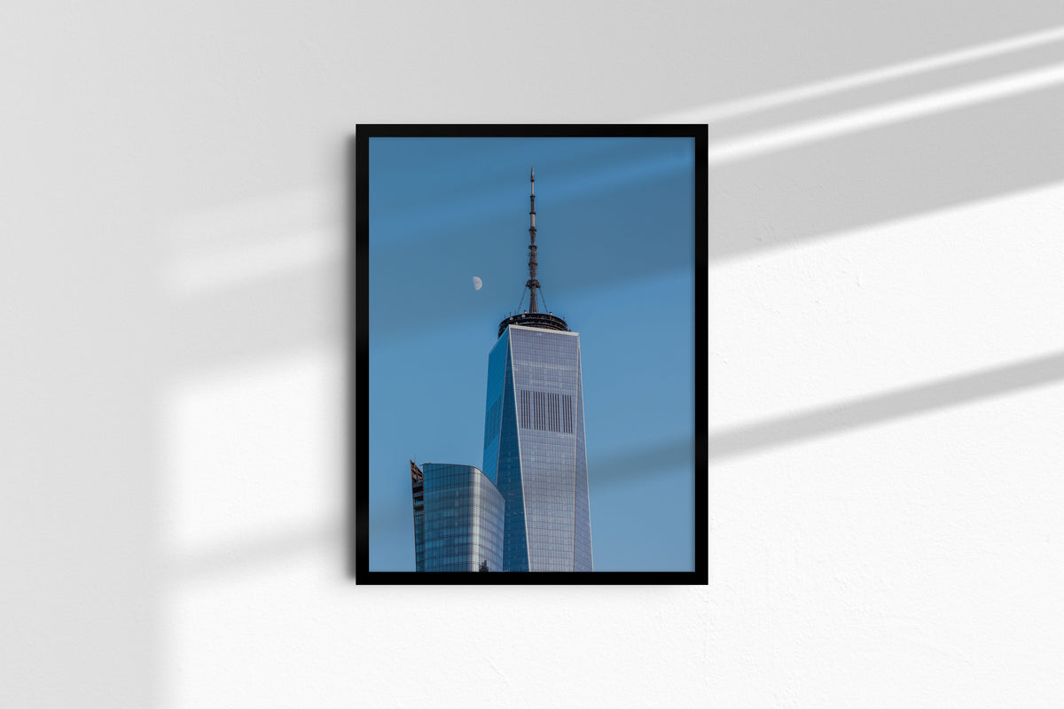 One World Trade Center & the Moon, black frame without mat