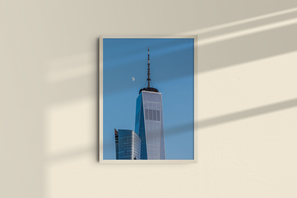 One World Trade Center & the Moon, natural frame without mat