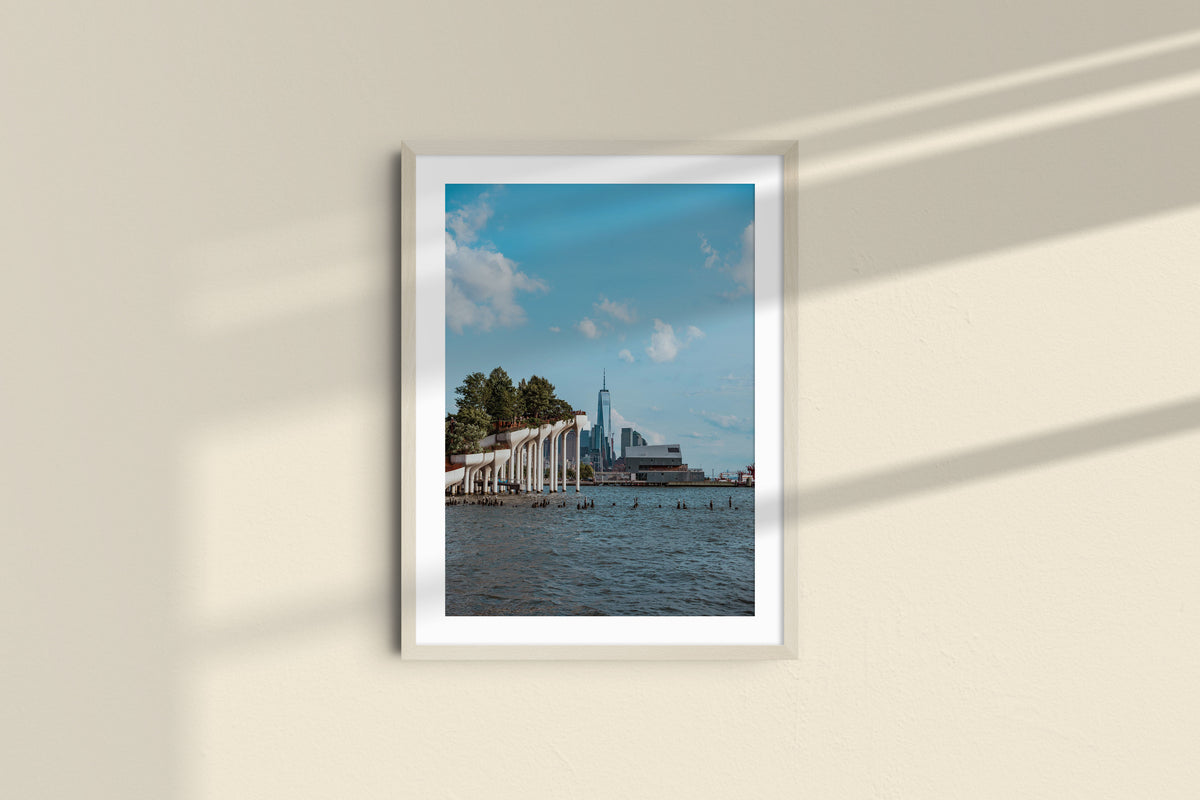One World Trade Center from the Hudson, natural frame with mat